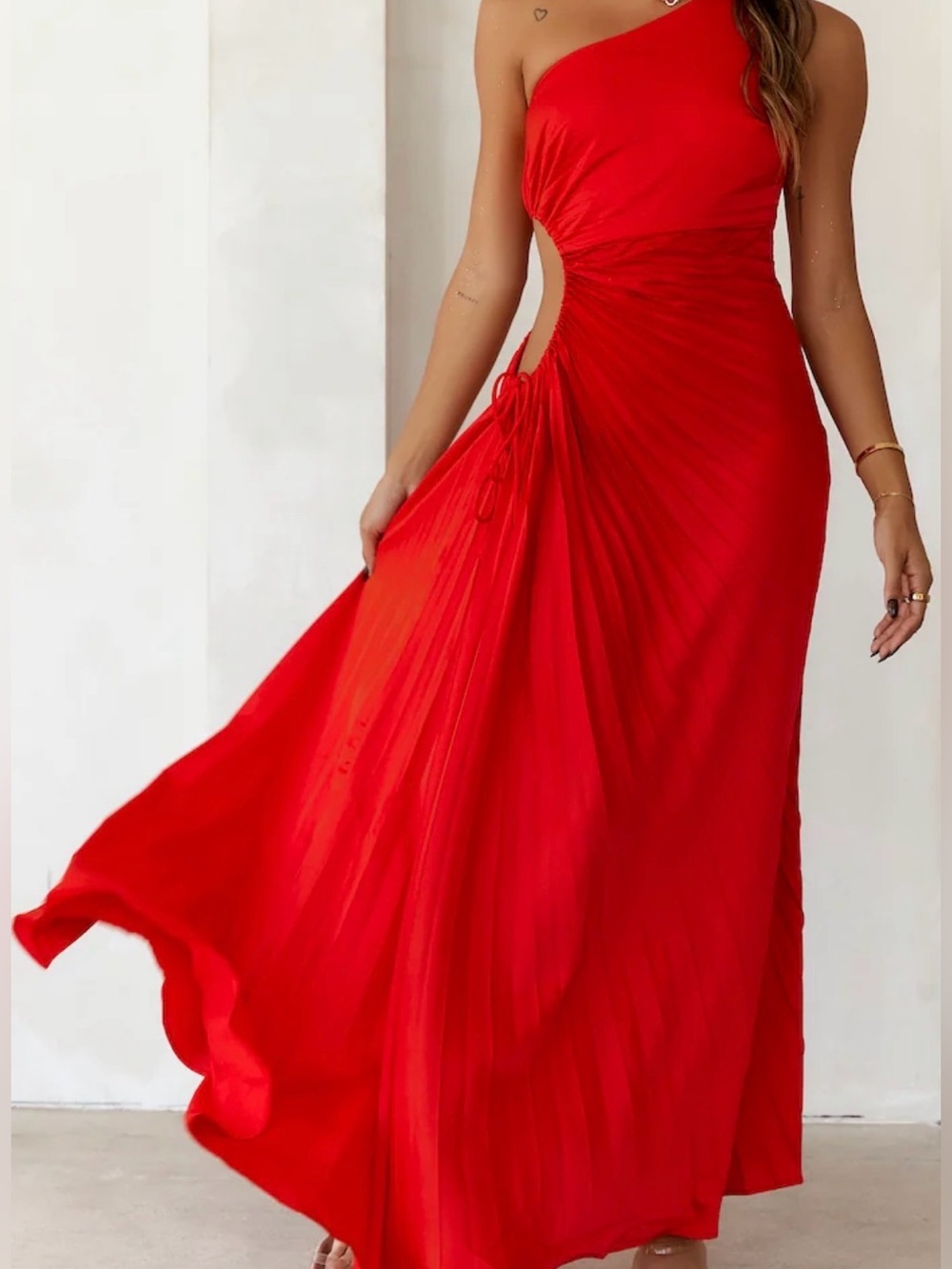 Asymmetrical One-Shoulder Pink Dress